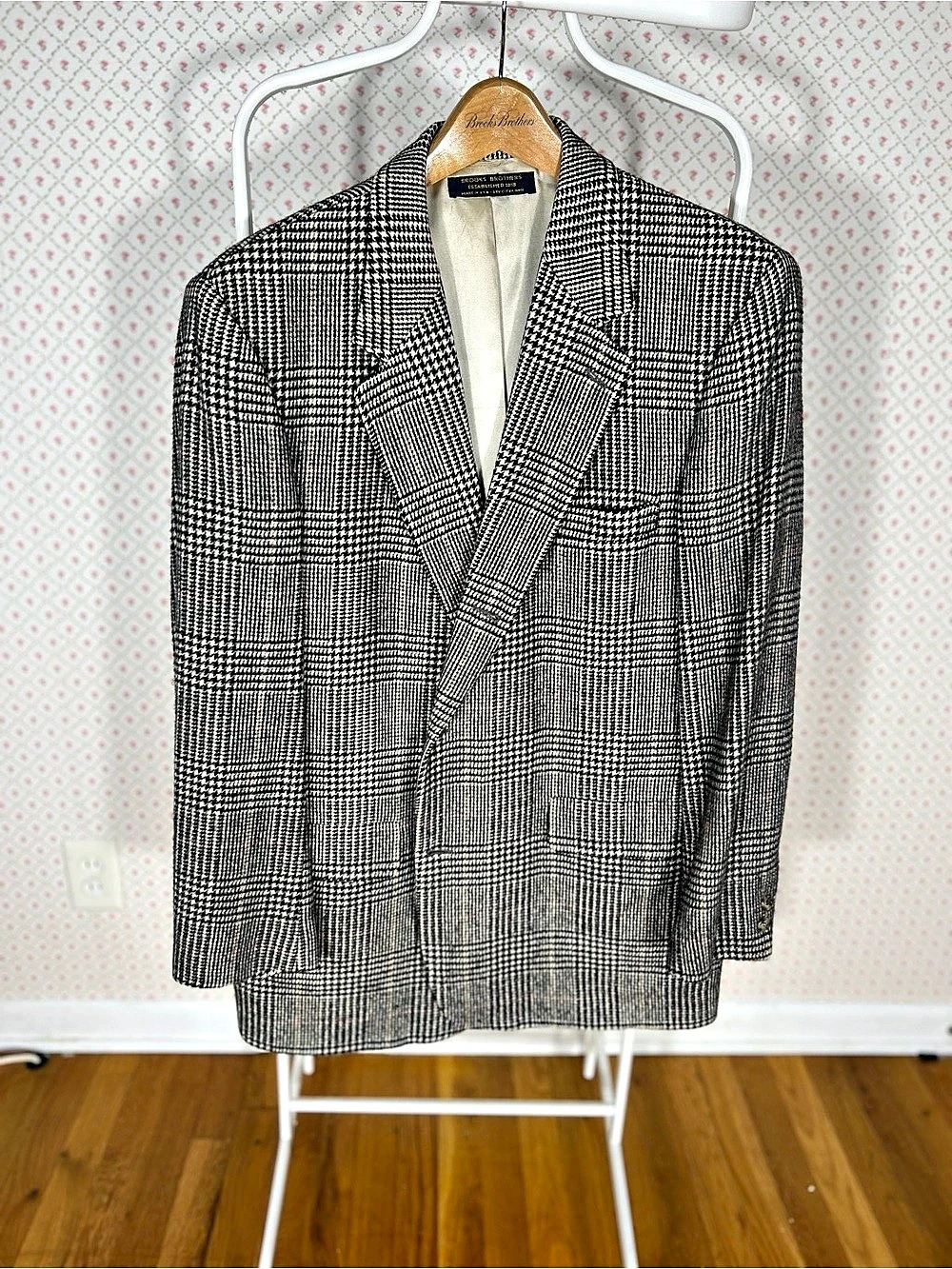 Vintage Brooks Brothers Camel Hair Glen Plaid Blazer Made in USA 44 Long